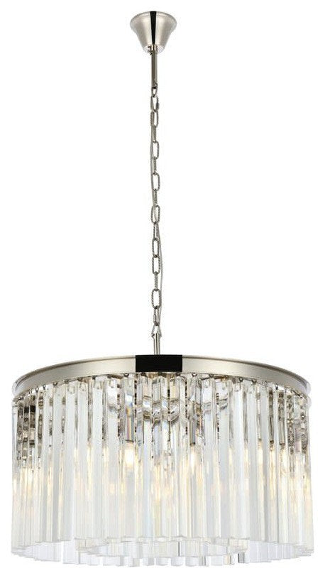 8-Light Contemporary Steel & Crystal Chandelier