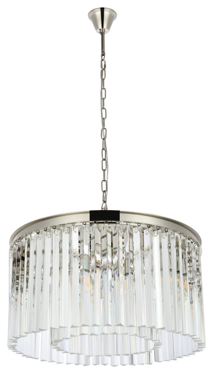 8-Light Contemporary Steel & Crystal Chandelier
