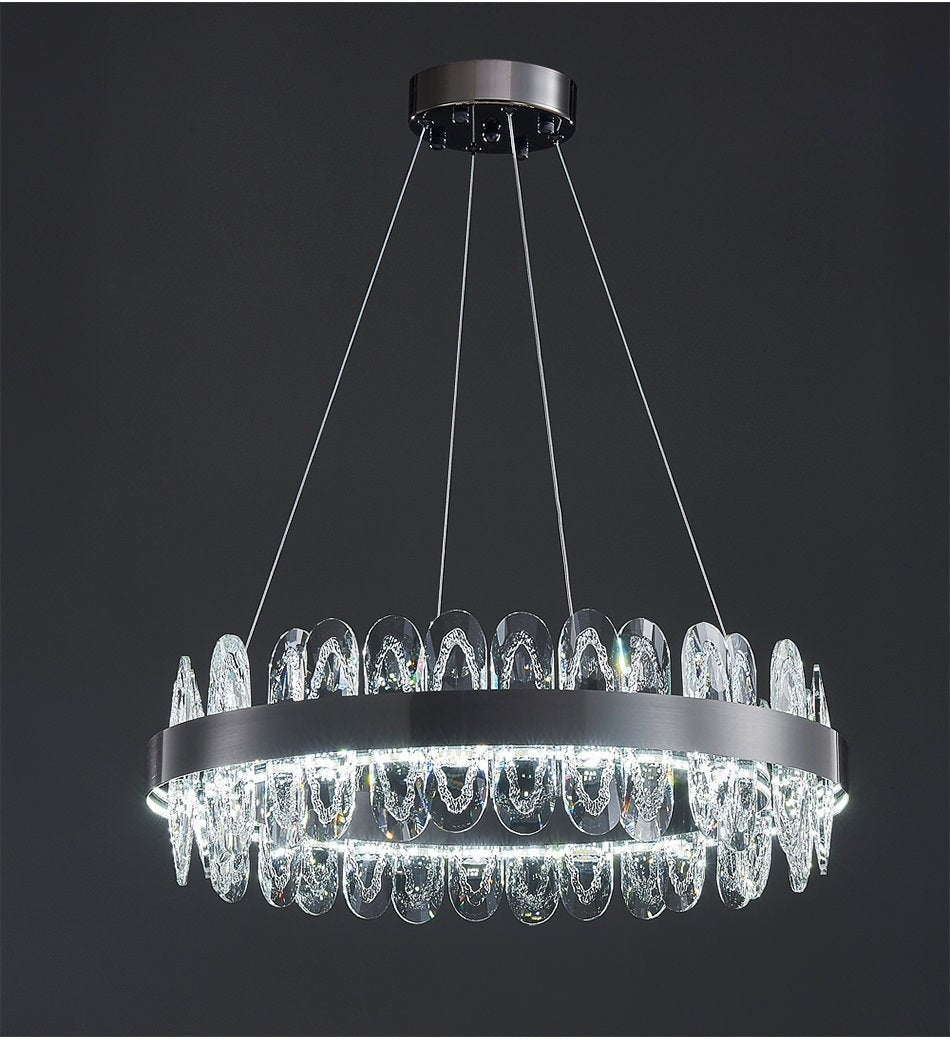 Adjustable Multi-Ring LED Crystal Chandelier