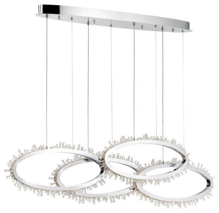 Linear LED Crystal Ring Chandelier