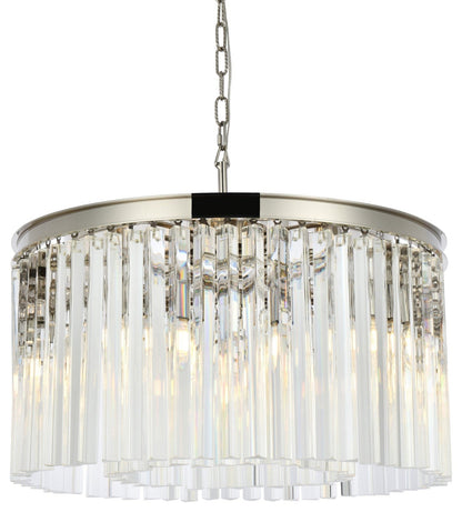 8-Light Contemporary Steel & Crystal Chandelier