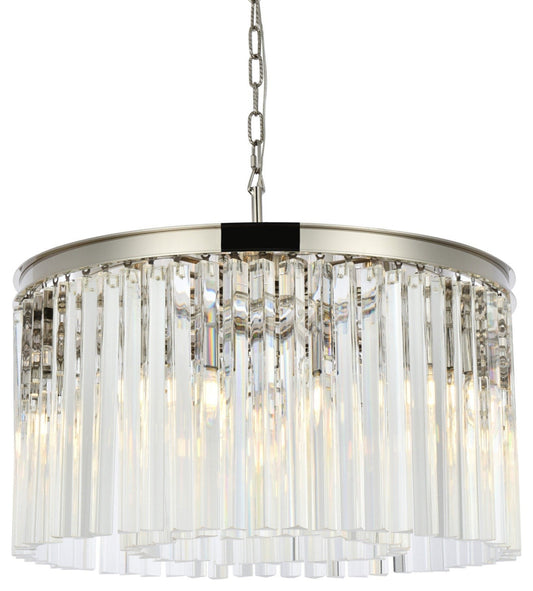 8-Light Contemporary Steel & Crystal Chandelier
