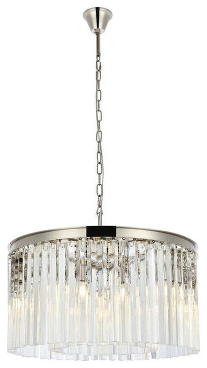 8-Light Contemporary Steel & Crystal Chandelier