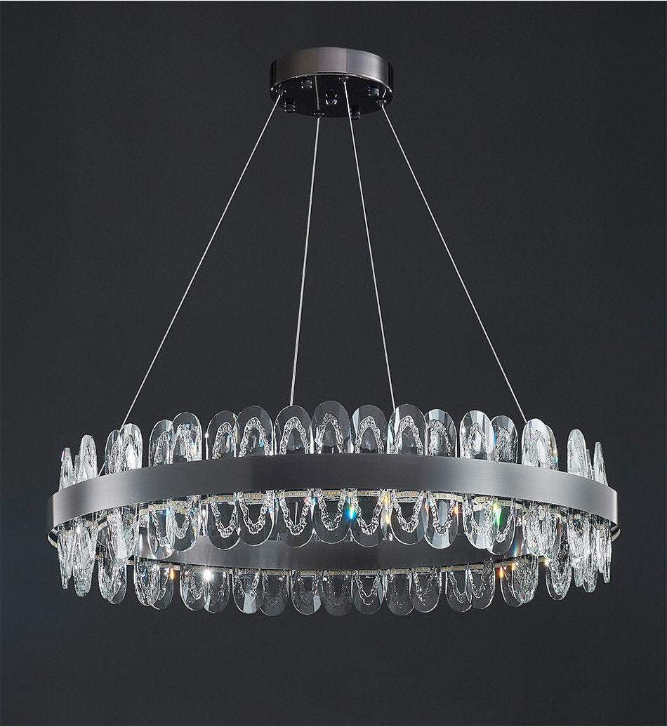 Adjustable Multi-Ring LED Crystal Chandelier