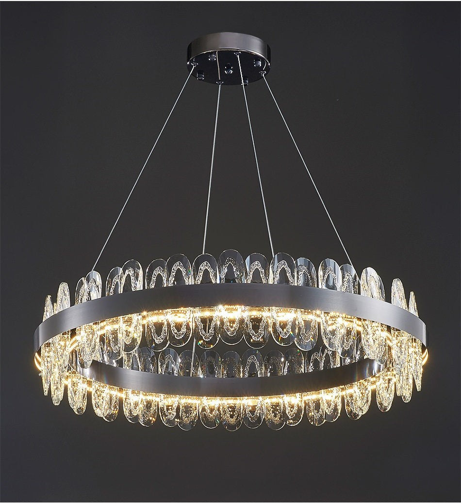 Adjustable Multi-Ring LED Crystal Chandelier
