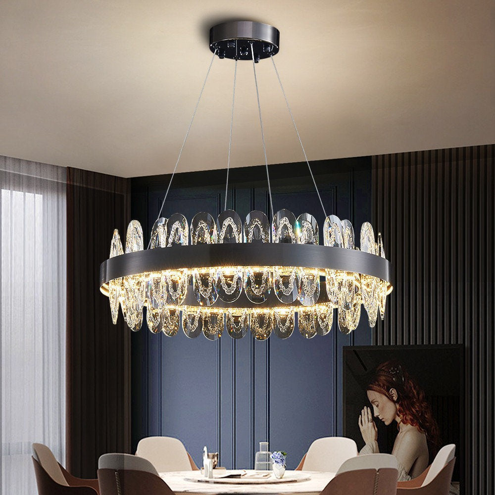 Adjustable Multi-Ring LED Crystal Chandelier