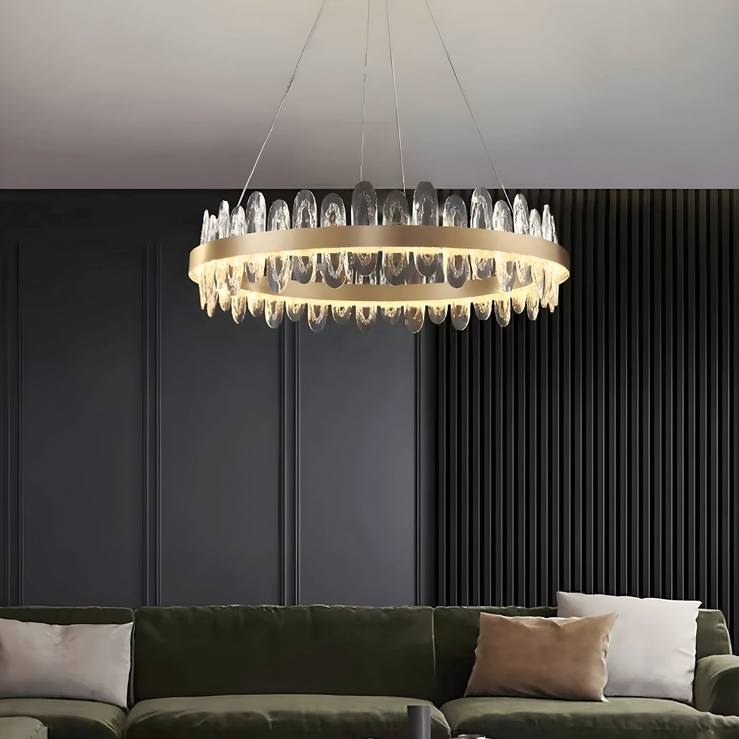Adjustable Multi-Ring LED Crystal Chandelier