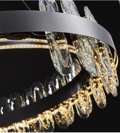 Adjustable Multi-Ring LED Crystal Chandelier