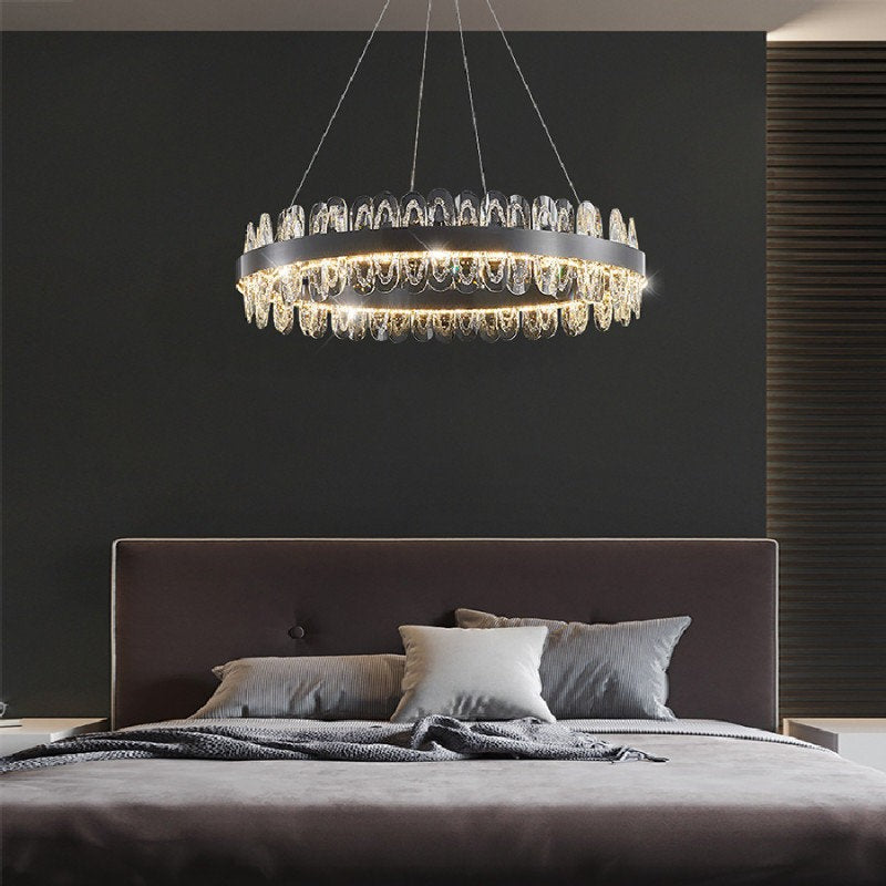 Adjustable Multi-Ring LED Crystal Chandelier