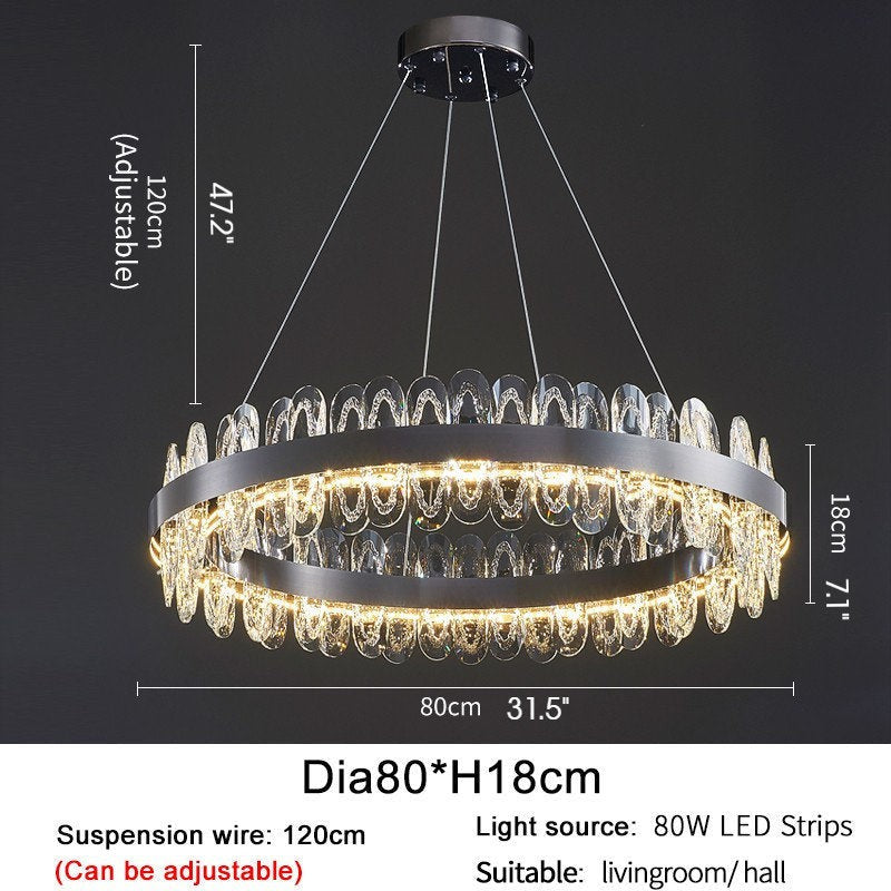 Adjustable Multi-Ring LED Crystal Chandelier