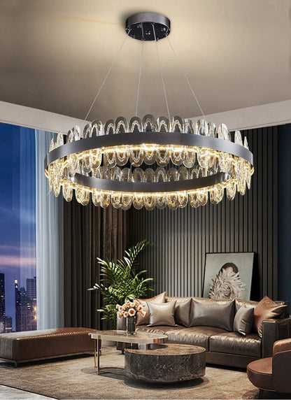 Adjustable Multi-Ring LED Crystal Chandelier