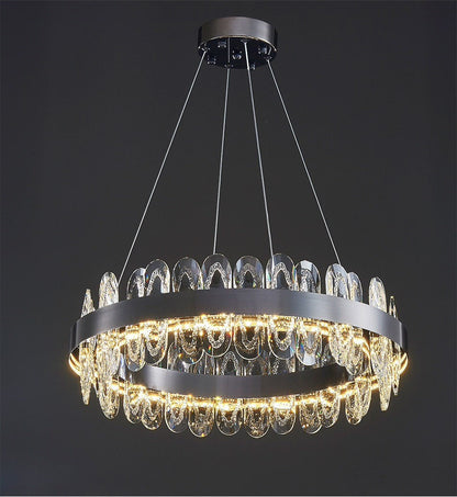 Adjustable Multi-Ring LED Crystal Chandelier