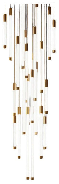Customizable Frosted Wave LED Pendant – Polished Gold