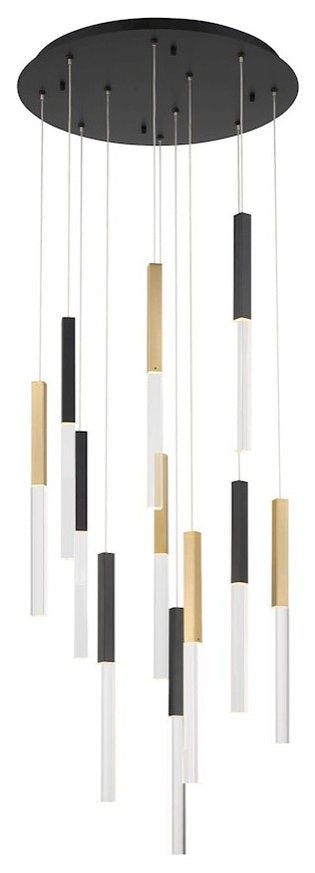 Gold-Trimmed LED Prism Chandelier
