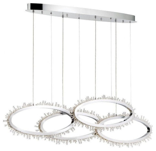 Linear LED Crystal Ring Chandelier