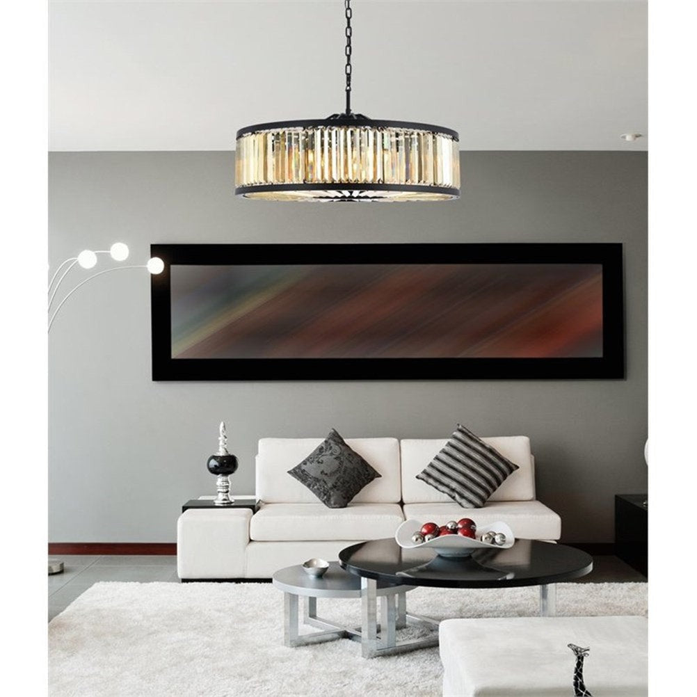 Matte Black Infinity Crystal Ring Chandelier – Large