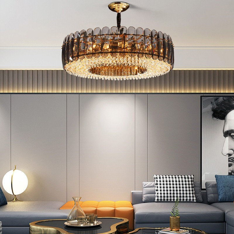 Sculptural Glass & Crystal LED Chandelier