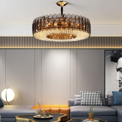 Sculptural Glass & Crystal LED Chandelier