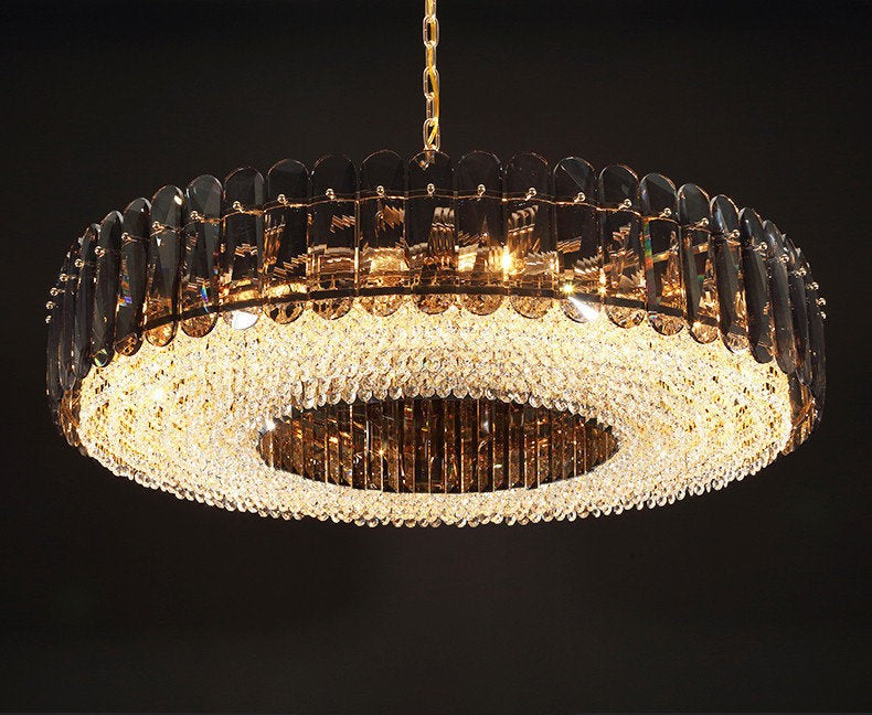 Sculptural Glass & Crystal LED Chandelier
