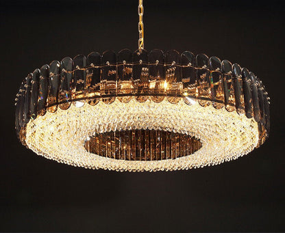 Sculptural Glass & Crystal LED Chandelier