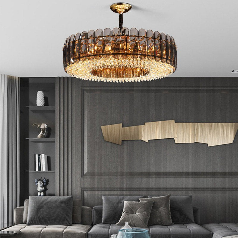 Sculptural Glass & Crystal LED Chandelier