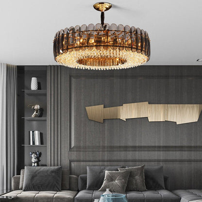 Sculptural Glass & Crystal LED Chandelier