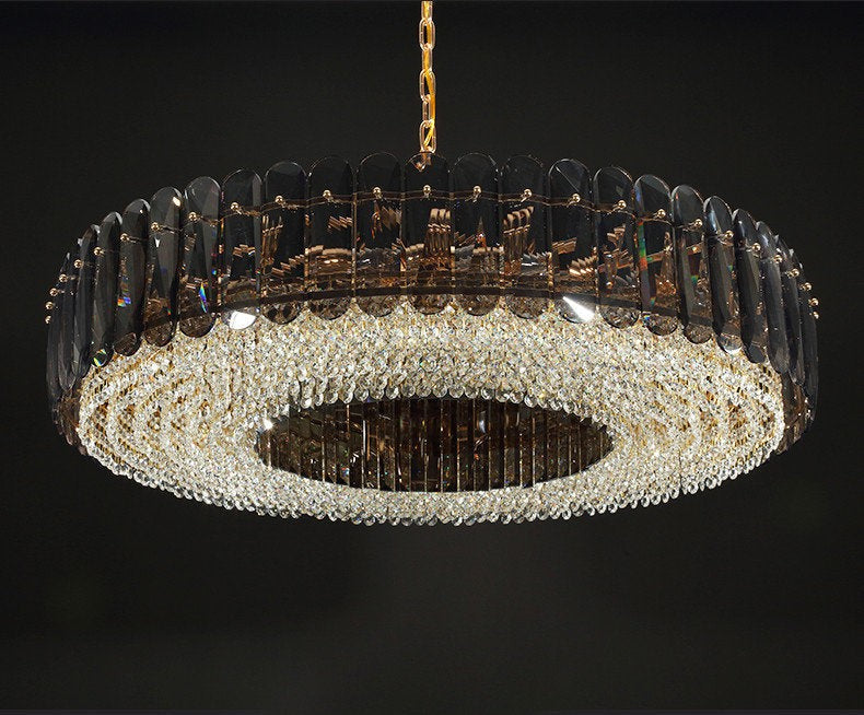 Sculptural Glass & Crystal LED Chandelier