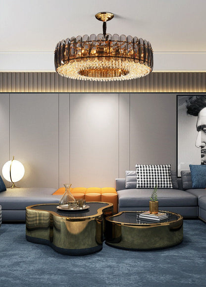 Sculptural Glass & Crystal LED Chandelier