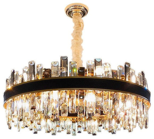 Sleek Crystal & Steel Modern Chandelier