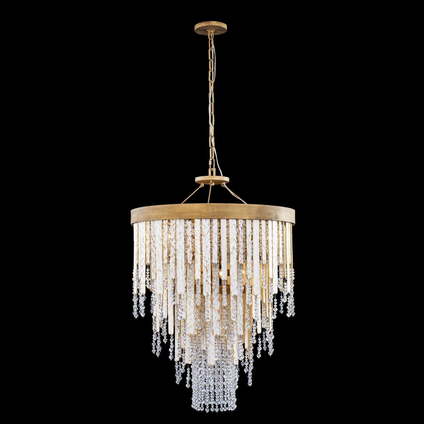 Spanish Moss Wood & Steel 7-Light Chandelier (Compact)