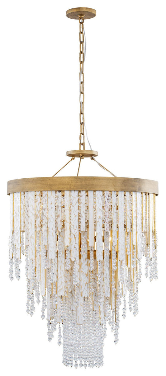 Spanish Moss Wood & Steel 7-Light Chandelier (Compact)