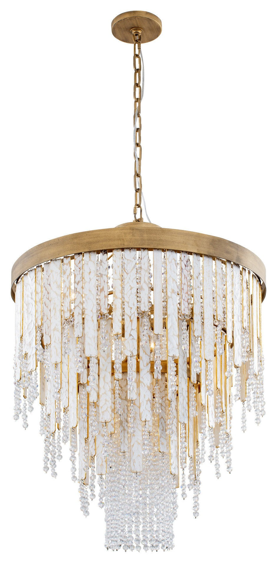Spanish Moss Wood & Steel 7-Light Chandelier (Compact)