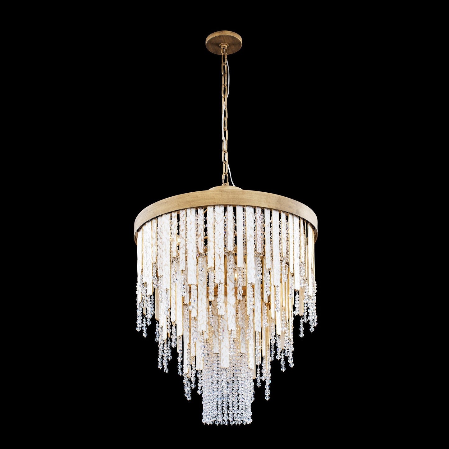 Spanish Moss Wood & Steel 7-Light Chandelier (Compact)