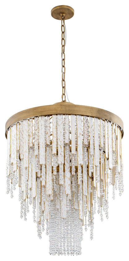 Spanish Moss Wood & Steel 7-Light Chandelier (Compact)