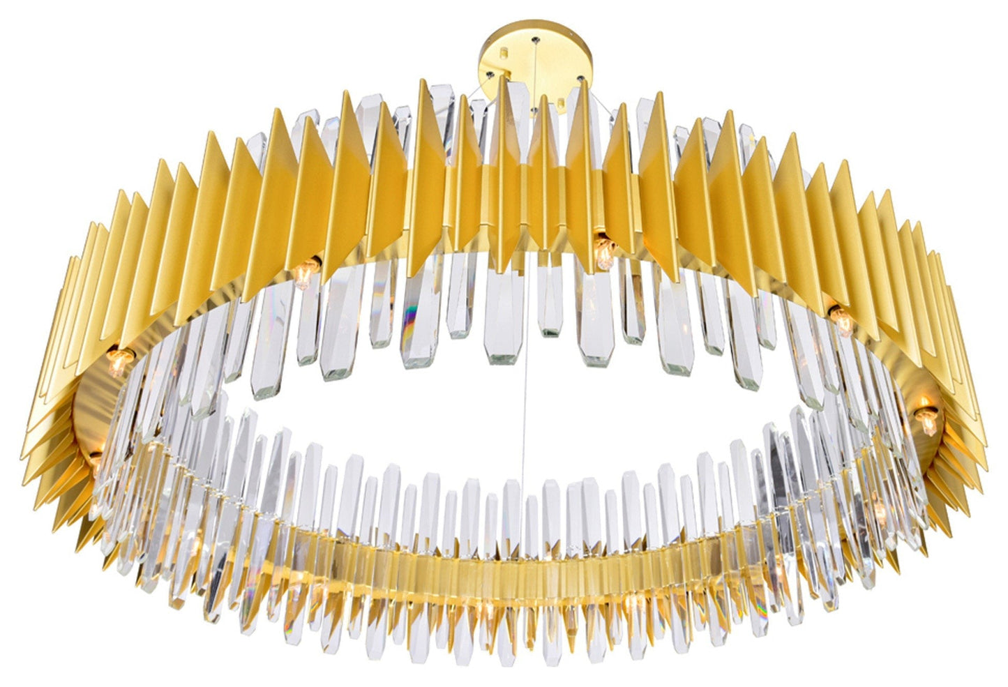 Zigzag Crystal Prism Chandelier – Satin Metal Frame