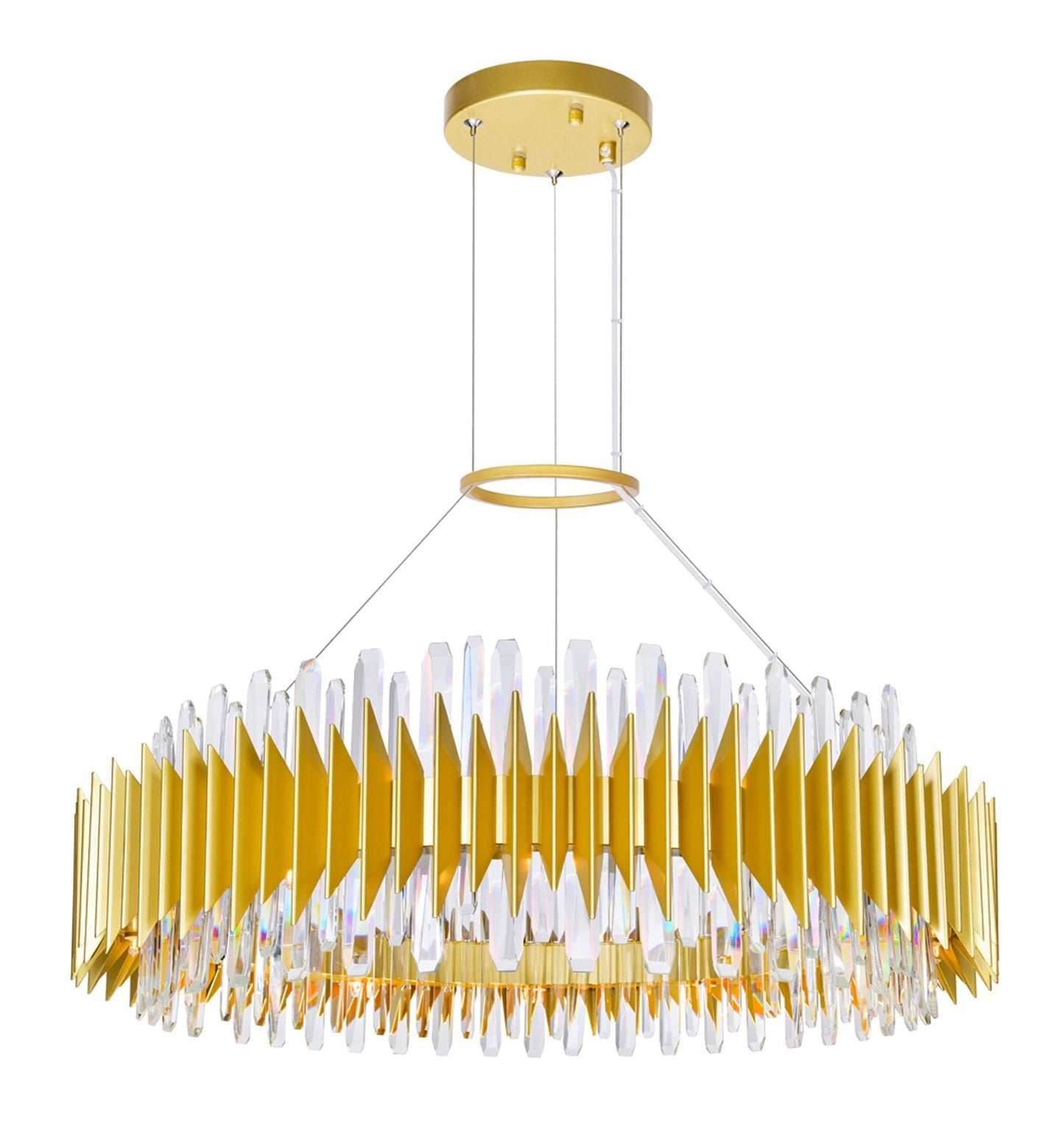 Zigzag Crystal Prism Chandelier – Satin Metal Frame